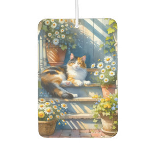 Calico Cat on Floral Porch Cottagecore Air Freshener
