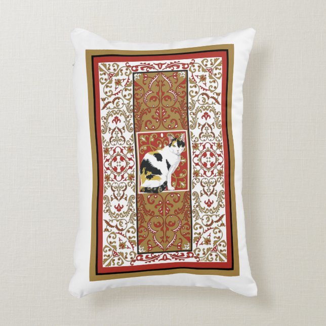 Calico Cat Ornate Custom Accent Pillow (Front(Vertical))