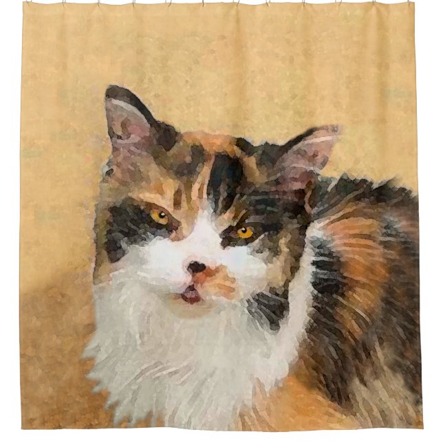 Calico Cat Painting - Cute Original Cat Art (Front)
