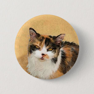 Calico Cat Painting - Cute Original Cat Art 2 Inch Round Button