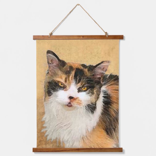 Calico Cat Painting - Cute Original Cat Art Hanging Tapestry (Front)