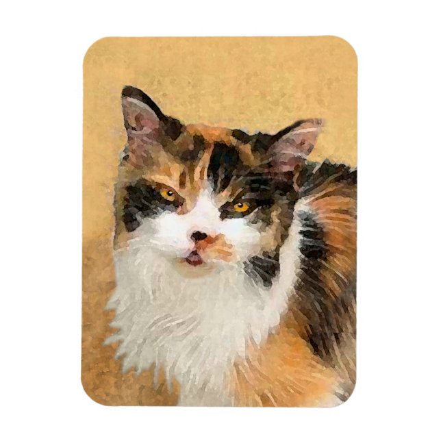 Calico Cat Painting - Cute Original Cat Art Magnet (Vertical)