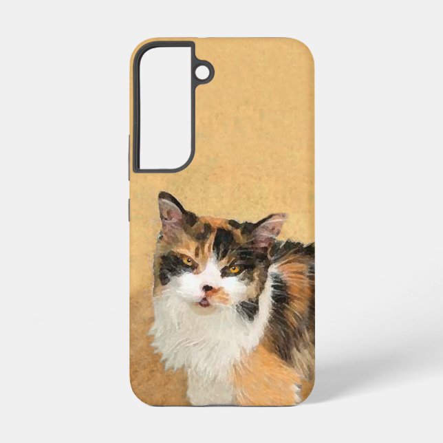 Calico Cat Painting - Cute Original Cat Art Samsung Galaxy S22 Case (Back)