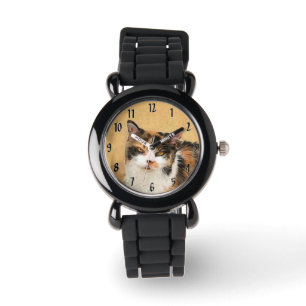 Calico Cat Painting - Cute Original Cat Art Watch