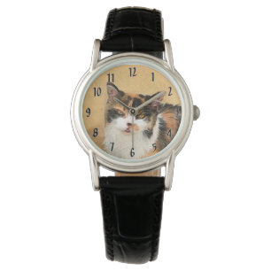 Calico Cat Painting - Cute Original Cat Art Watch