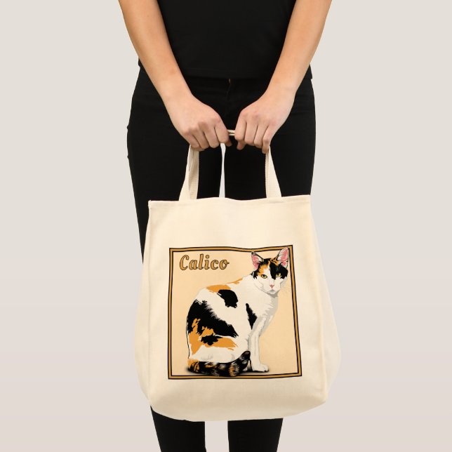 Calico Cat Personalized Grocery Tote Bag (Front (Product))
