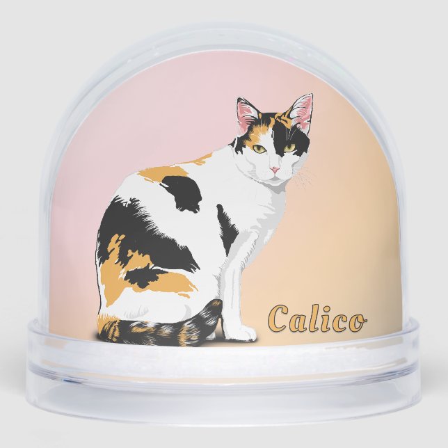 Calico Cat Personalized Snowglobe (Front)