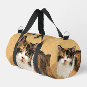 Calico Cat Portrait Painting Cute Original Art Duffle Bag