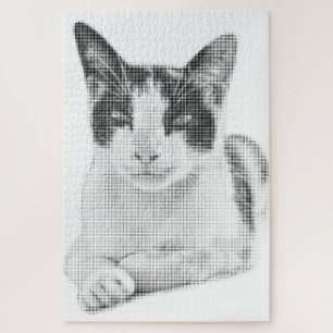 Calico Cat Retro Halftone Jigsaw Puzzle