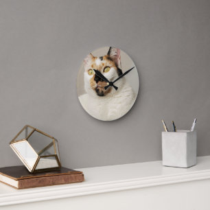 Calico Cat Round Clock