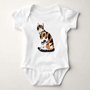 Calico cat sitting baby bodysuit