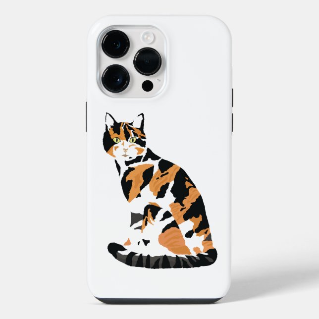 Calico cat sitting iPhone case (Back)