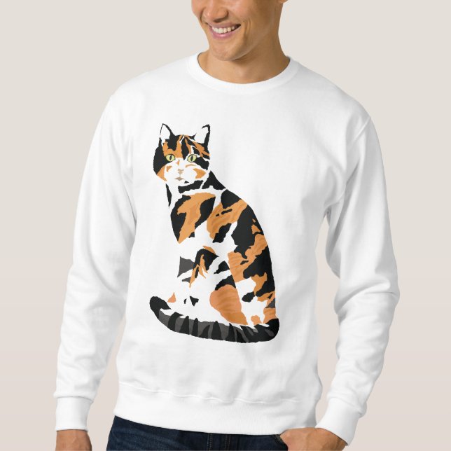 Calico cat sitting sweatshirt (Front)