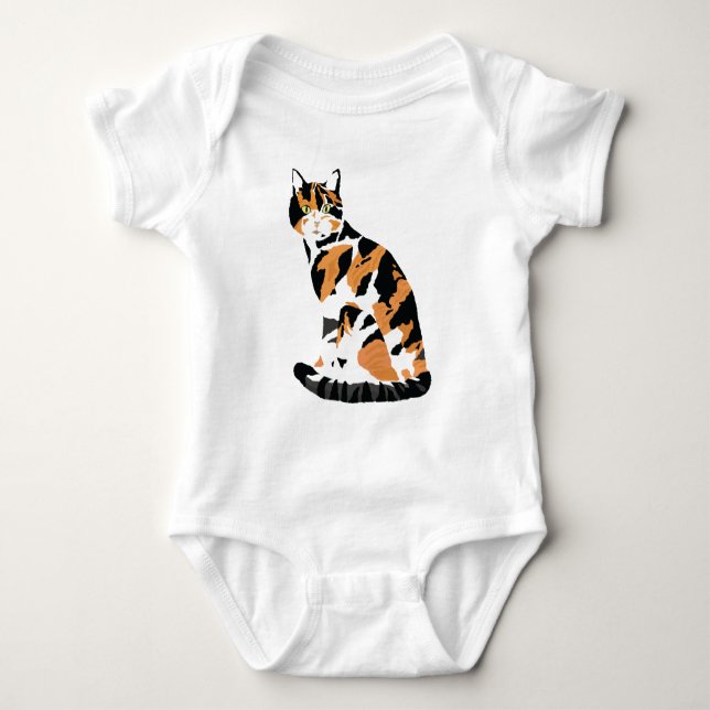 Calico cat sitting T-Shirt (Front)