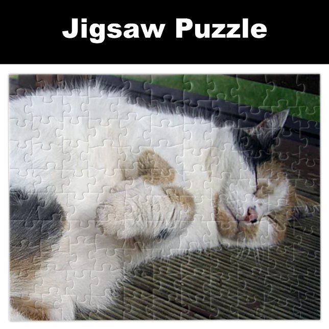 Calico cat sleeping outside jigsaw puzzle (Creator Uploaded)