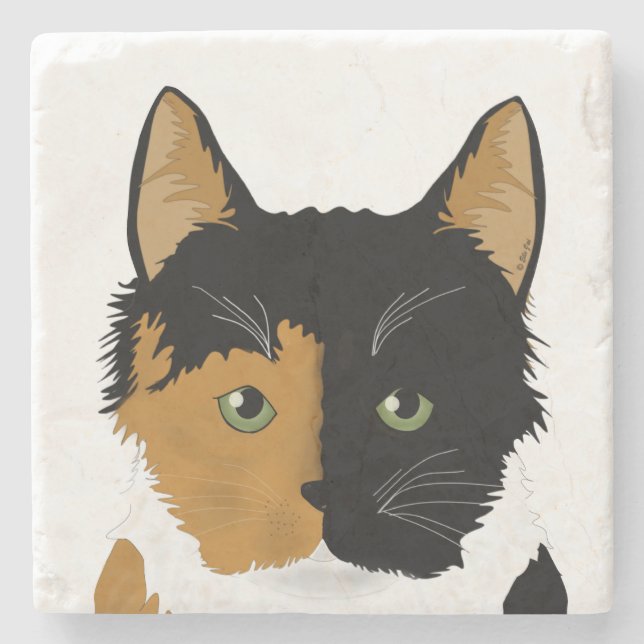 Calico Cat Stone Coaster (Front)
