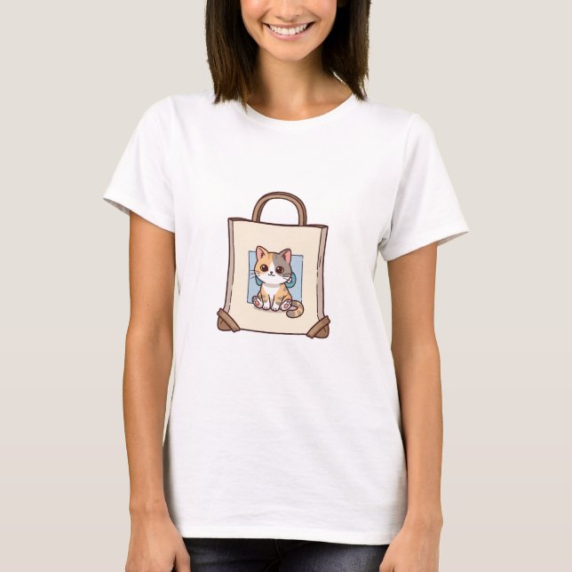 Calico Cat Tote Art T-Shirt (Front)