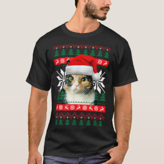 Calico Cat Ugly Christmas Sweater Style Santa Hat