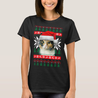 Calico Cat Ugly Christmas Sweater Style Santa Hat