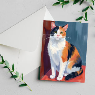 Calico Cat   Watercolor Pretty Kitten Cat Pet Card