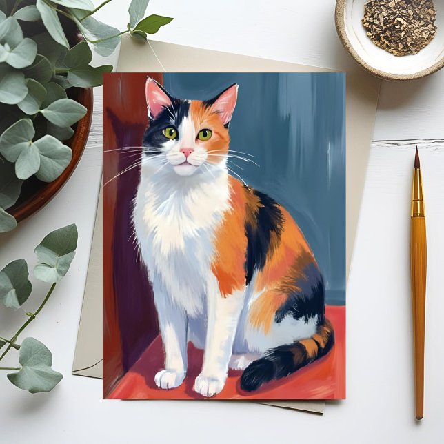 Calico Cat | Watercolor Pretty Kitten Cat Pet Postcard (Creator Uploaded)