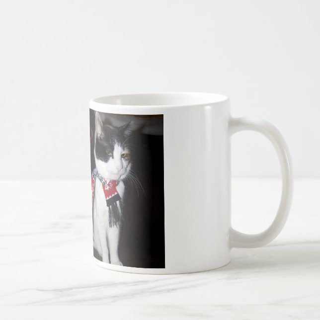 Calico Cat Wearing Scarf Holiday Mug (Right)