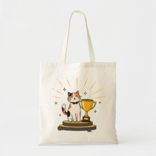 Calico Cat Wins Trophy - Tote Bag