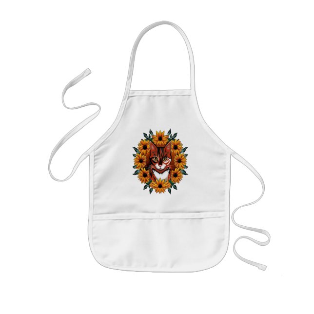Calico Cat With Black-eyed Susan Maryland State  Kids Apron (Front)