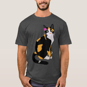 Calico Cat With Pink Flower, Calico Mom, Cat Lover T-Shirt
