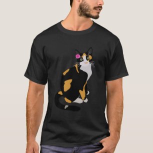 Calico Cat With Pink Flower Calico Mom Cat Lover T-Shirt