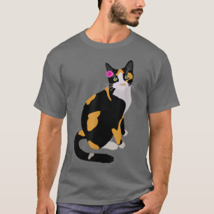 Calico Cat With Pink Flower, Calico Mom, Cat Lover T-Shirt
