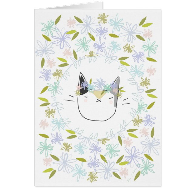 Calico Cat with Wildflowers (Front)