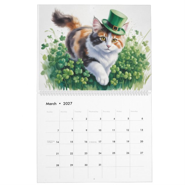 Calico Cats Calendar (Mar 2027)