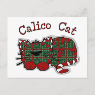 Calico Christmas Cat Holiday Postcard