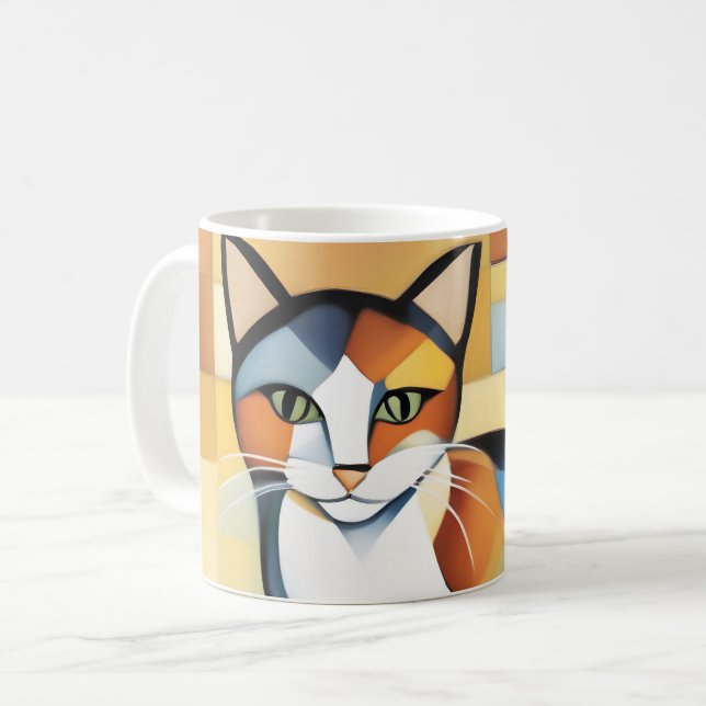 Calico Cubism A Feline Coffee Mug (Front Left)