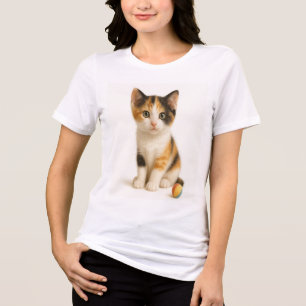 Calico Curiosity – Kitten with Colour Pop Ball Tri-Blend Shirt