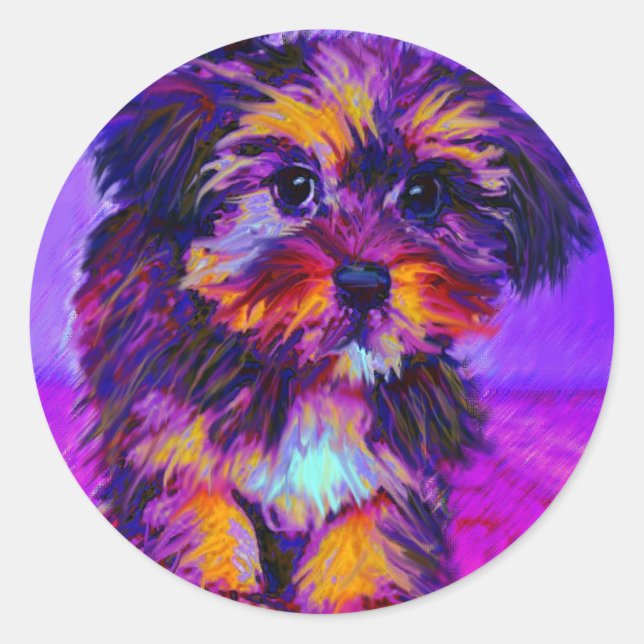 calico dog classic round sticker (Front)