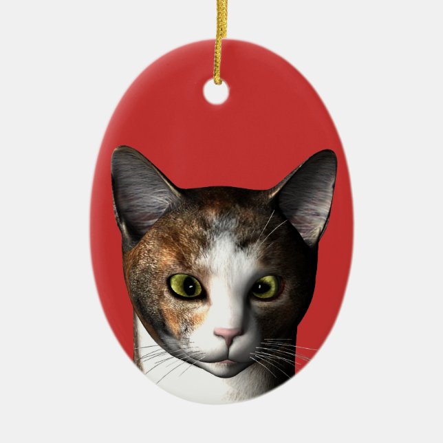 Calico Head Ceramic Ornament (Front)