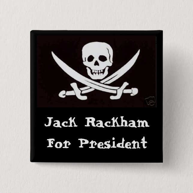 Calico Jack for Prez! 2 Inch Square Button (Front)