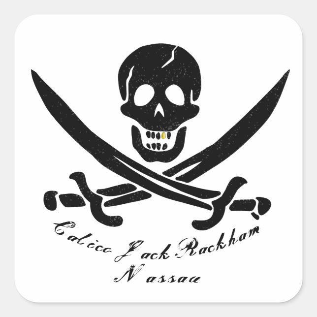 Calico Jack Nassau Pirate Flag Jolly Roger  Square Sticker (Front)