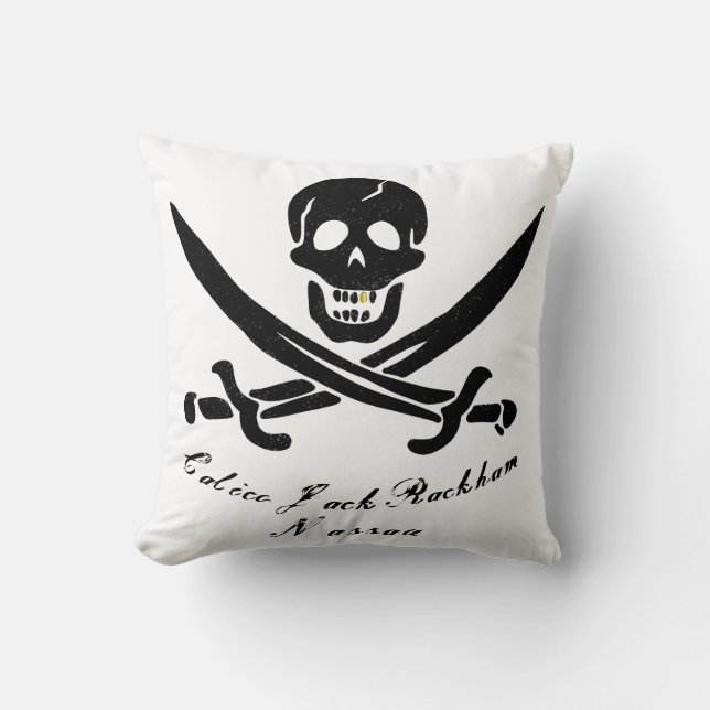Calico Jack Nassau Pirate Flag Jolly Roger Throw Pillow (Front)