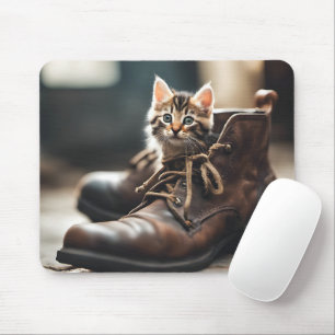 Calico Kitten In Old Shoe Mouse Pad