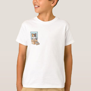 Calico Kitten Popping Out of Box Kids T-Shirt