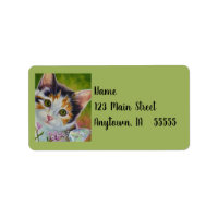 Calico Kitten & Sulphur Butterfly Watercolor Art L