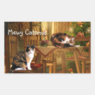 Calico kitties Christmas Sticker