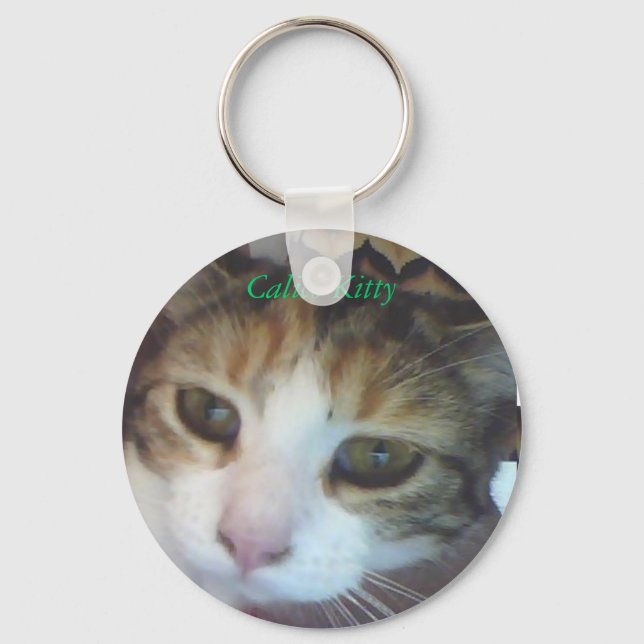 Calico Kitty..awake Keychain (Front)