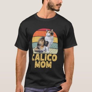 Calico Mom Funny Vintage Cat Lover Retro Sunset Pe T-Shirt