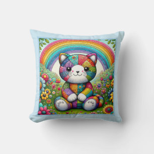 Calico Patchwork Cat Caprice Throw Pillow