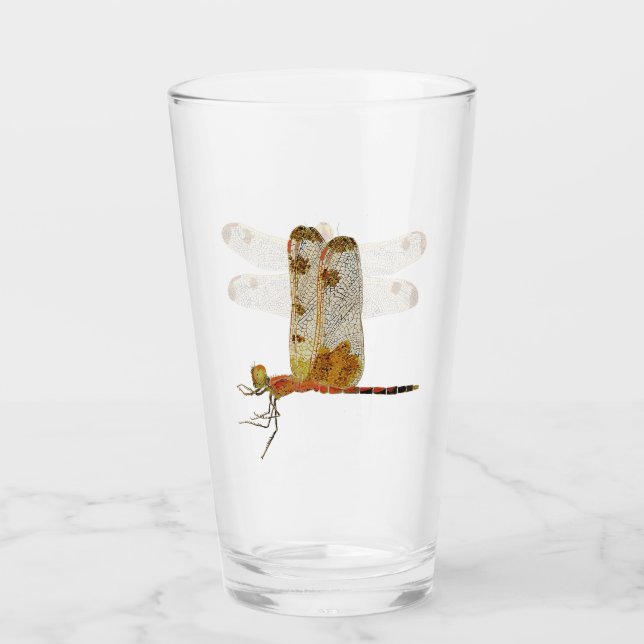 Calico Pennant Dragonfly Beer Glass (Front)