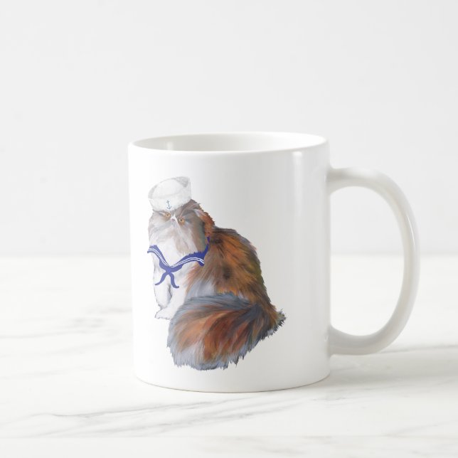 Calico Persian Cat Sailor Coffee Mug (Right)